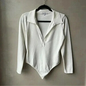 Long Sleeve Collared Bodysuit Top